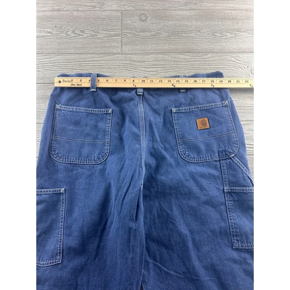 Carhartt Mens Blue Cotton Dungaree Fit Carpenter Pants 40x34 B11-DKB